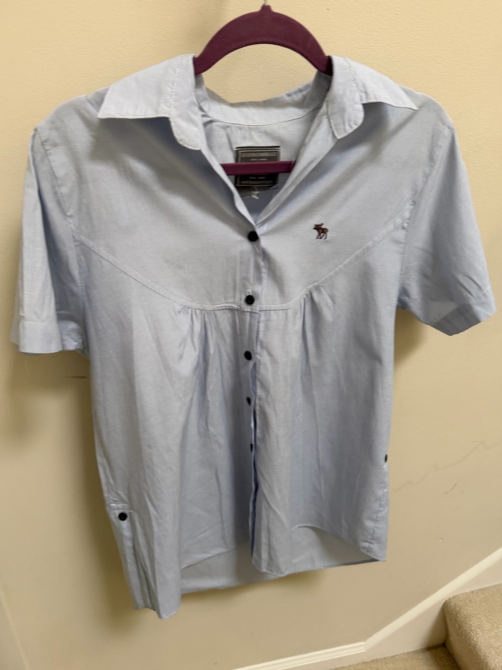 Abercrombie & Fitch Light Blue Short Sleeve Button-Down Shirt